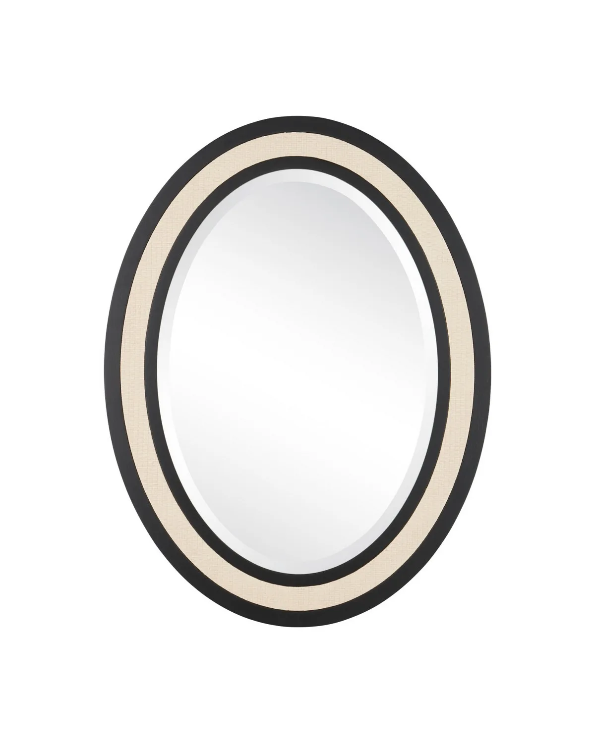 Deanna Oval Mirror in Ivory & Black
