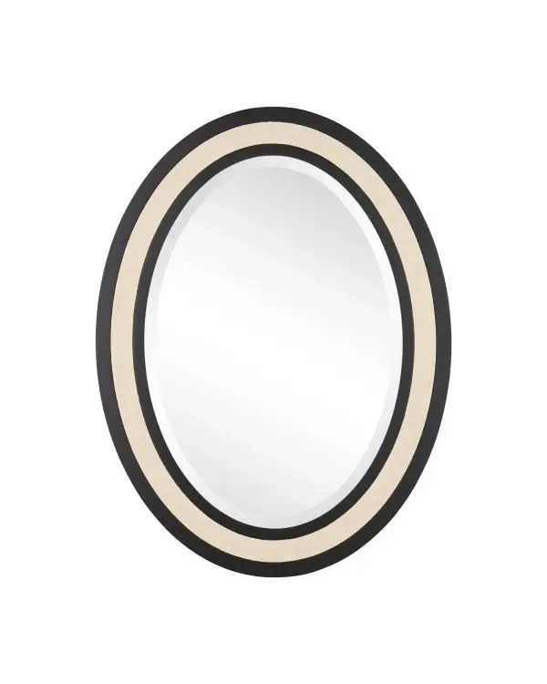 Deanna Oval Mirror in Ivory & Black