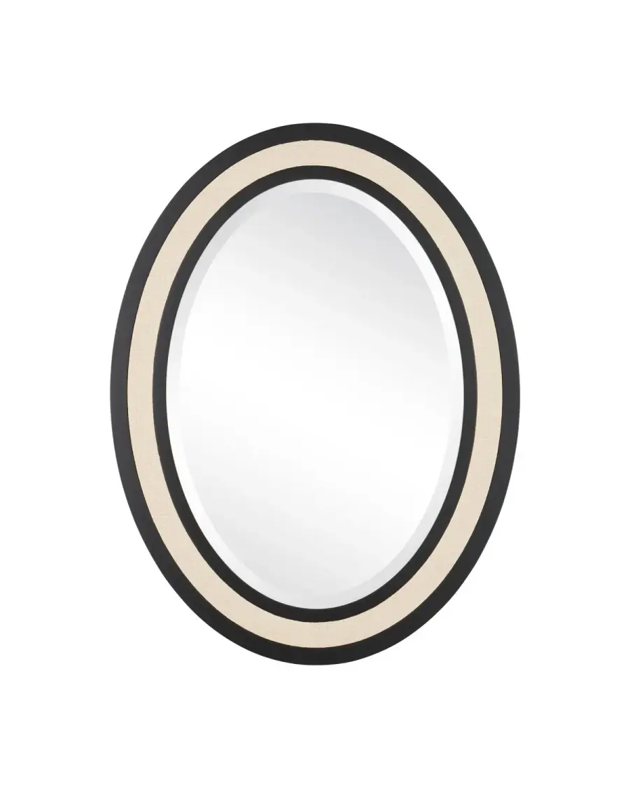 Deanna Oval Mirror in Ivory & Black