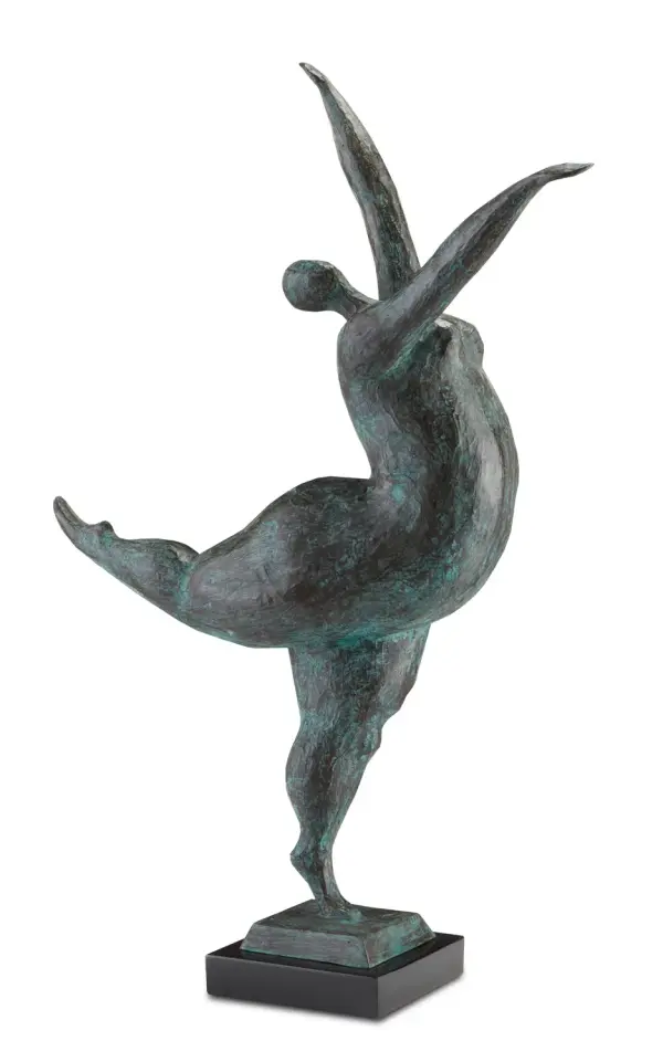 This handcrafted bronze sculpture showcases exceptional artistry through the traditional lost-wax casting technique. The distinctive green and black patina finish creates visual depth, while the granite base provides stability and contrast.