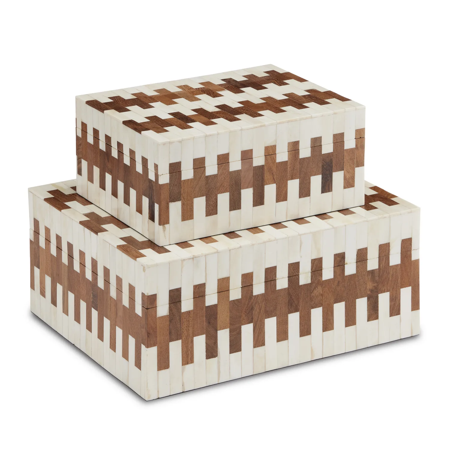 Tia Decorative Box Set of 2 in White/Natural