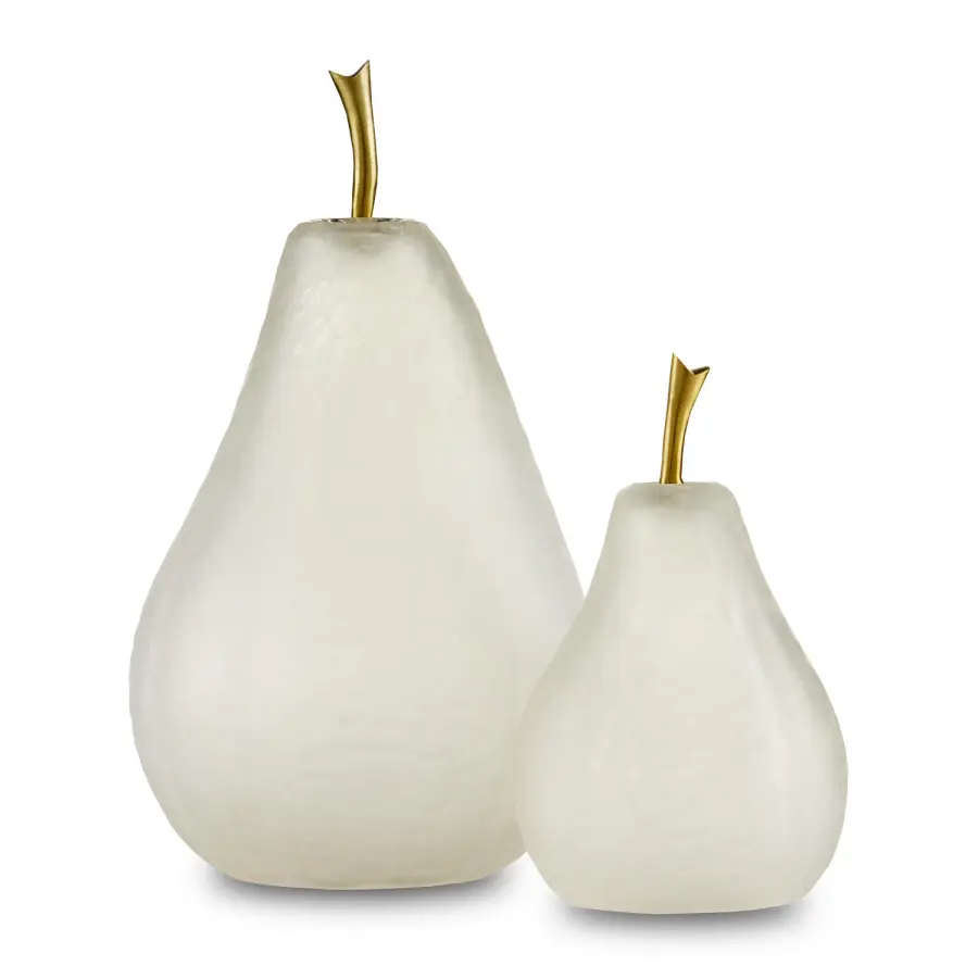 Glass Pear Decorative Sculpture Set of 2
