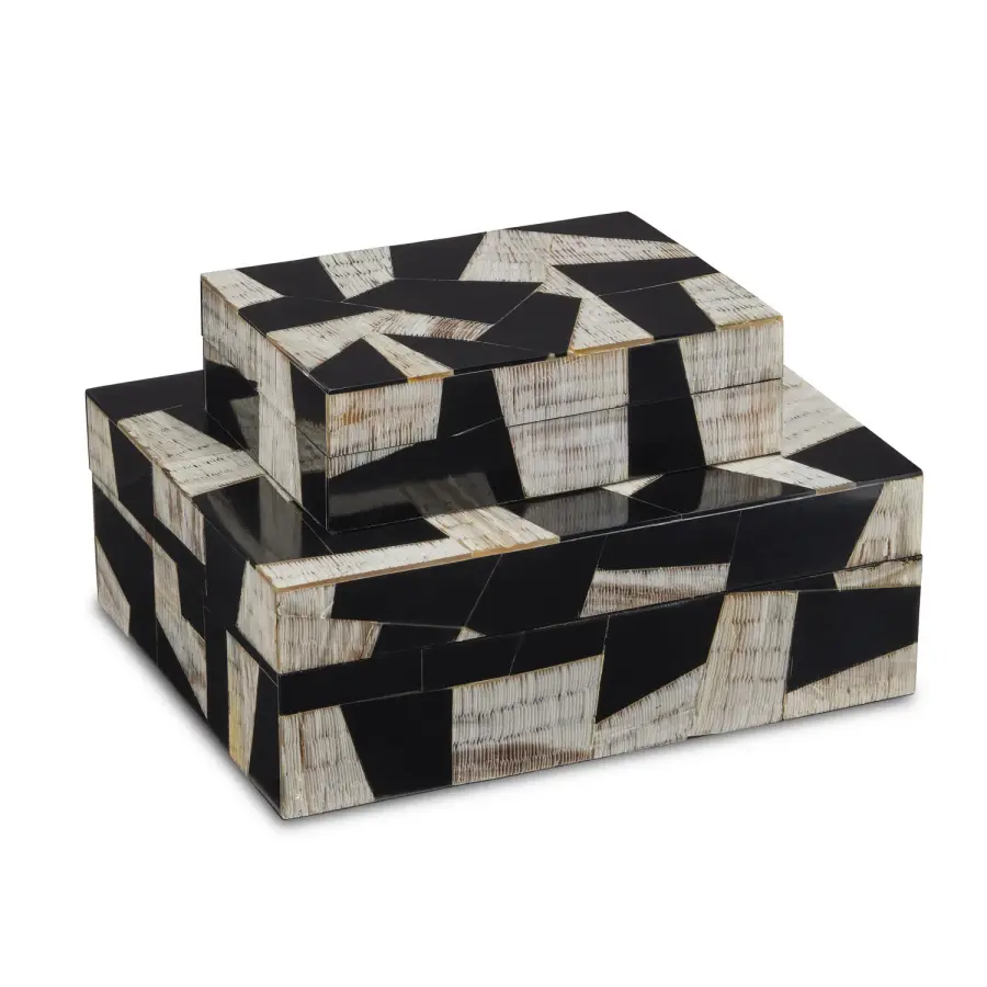 Bindu Decorative Box Set of 2 in Natural/Black