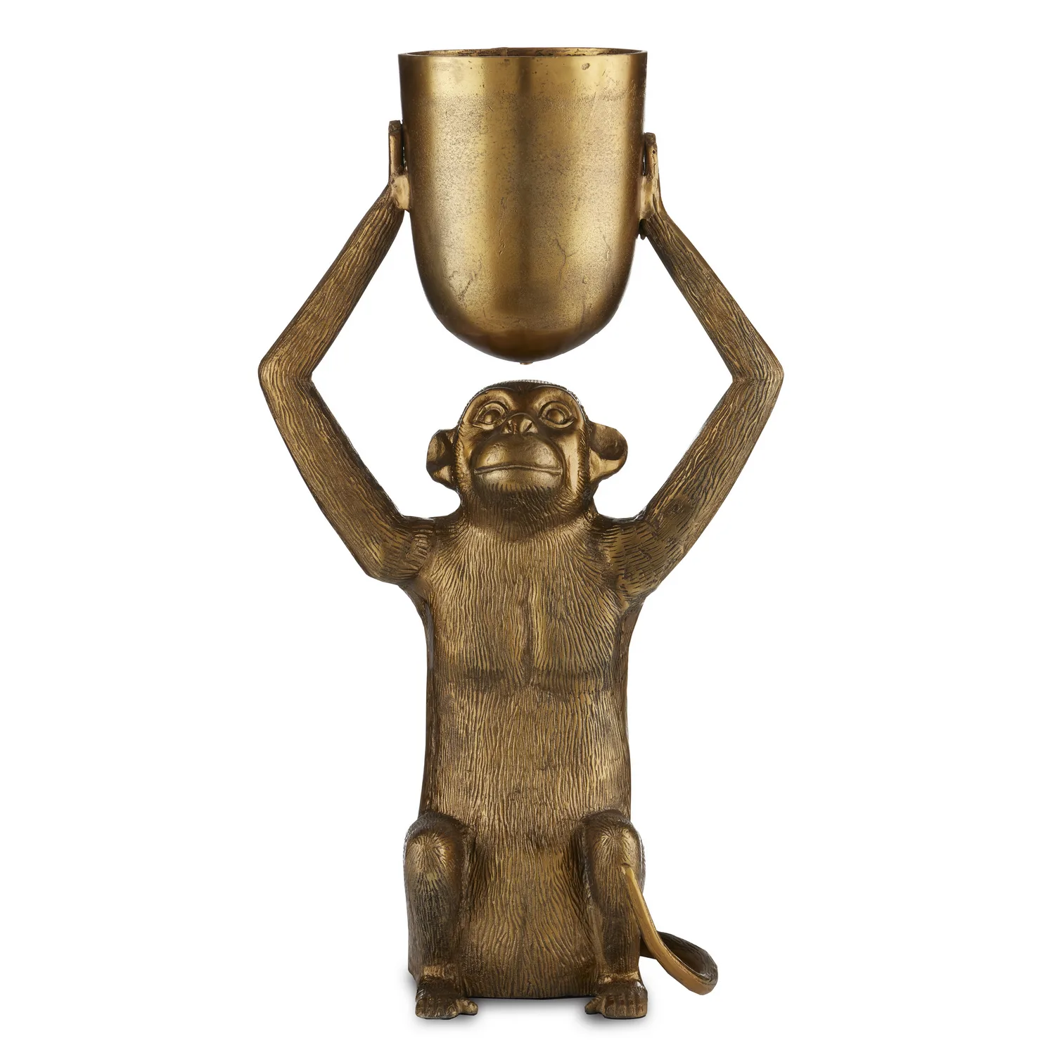 Abu Planter with Seated Ape in Antique Gold