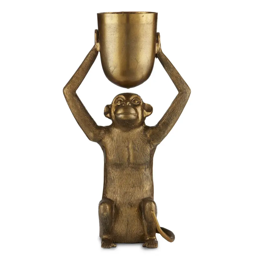 Abu Planter with Seated Ape in Antique Gold