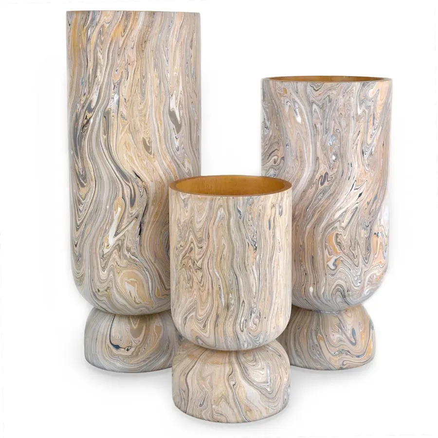 London Vase Set of 3 in Dark Brown/Natural