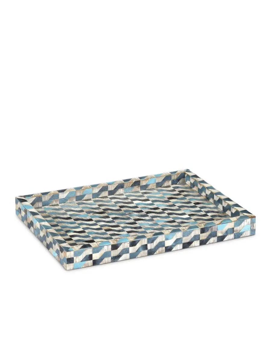 Ezra Decorative Tray in Blue/Natural