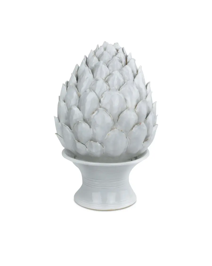 Ivory Artichoke Ceramic Sculpture in White