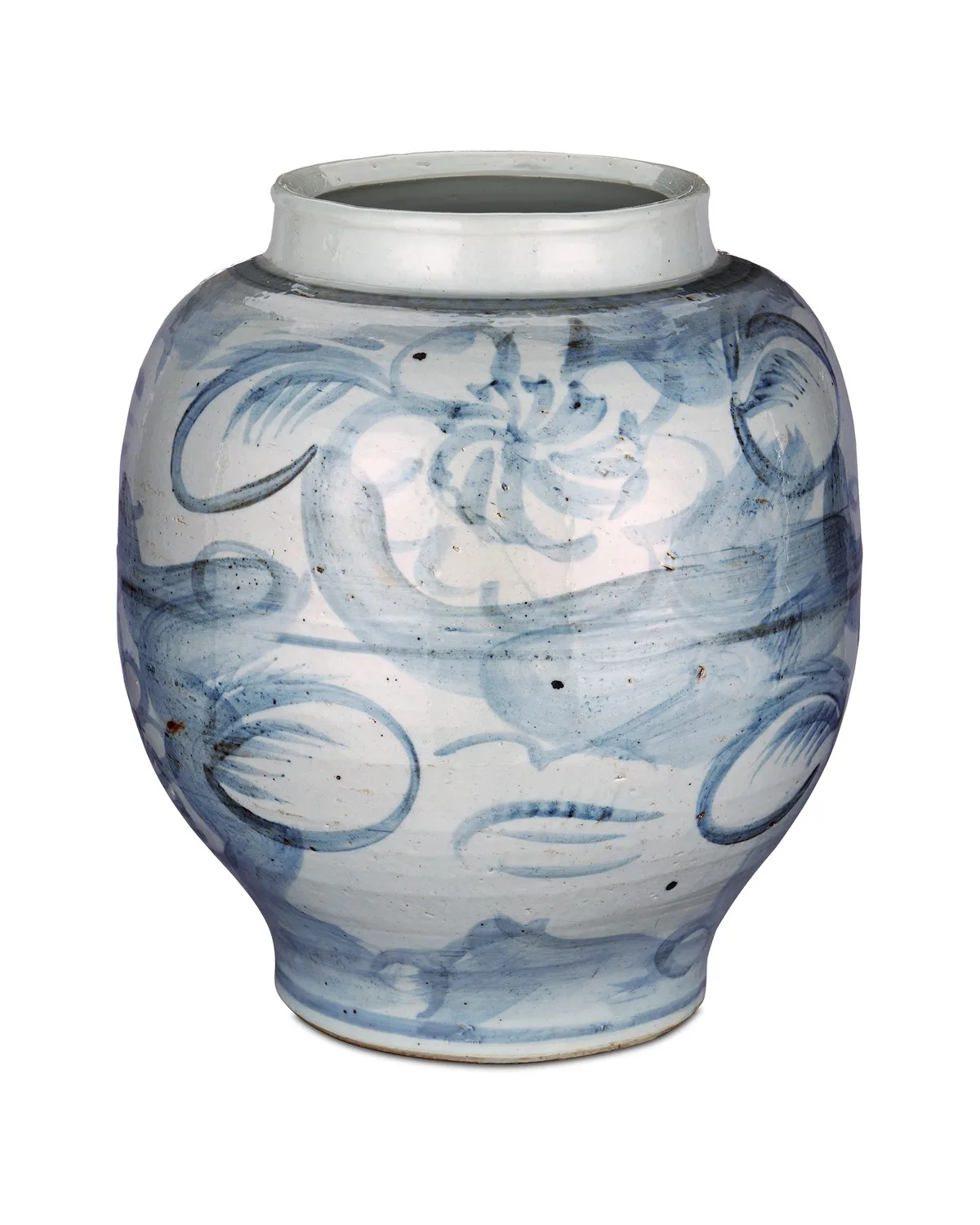 Ming-Style Countryside Preserve Pot in Off-White/Pale Blue