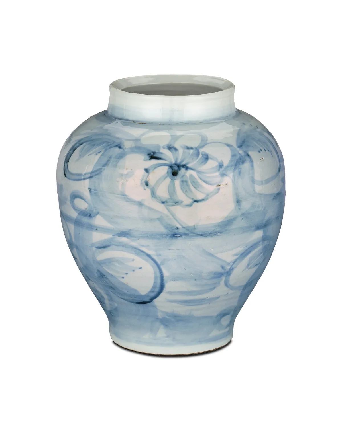 Ming-Style Countryside Preserve Pot in Off-White/Pale Blue