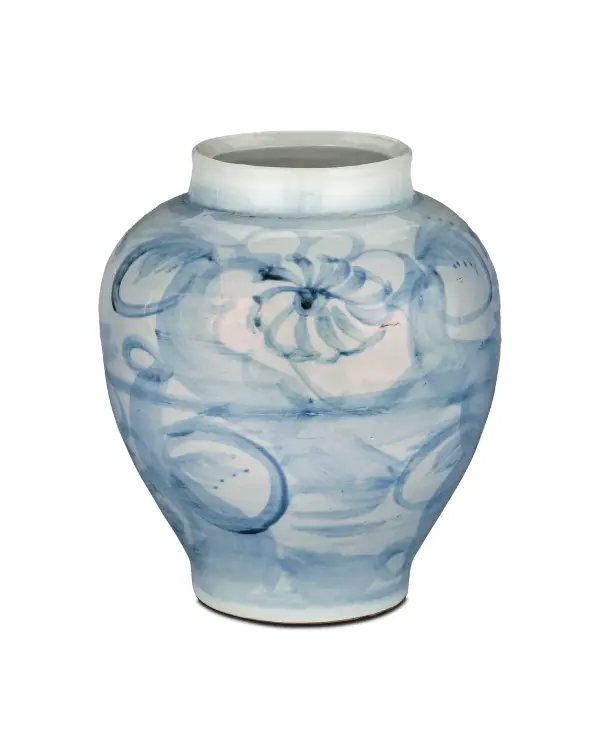 This medium-sized preserve pot brings timeless Chinoiserie elegance to any space with its hand-painted pale blue motifs on an off-white porcelain ground. Each piece is artisan-crafted, ensuring unique character and authenticity.