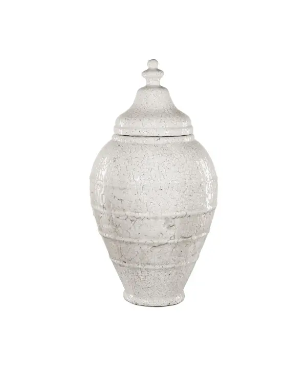 This substantial terracotta vessel captures the rustic elegance of traditional olive oil jars with its hand-applied crackle glaze. Each piece is unique due to hand-throwing techniques, offering authentic artisanal character.
