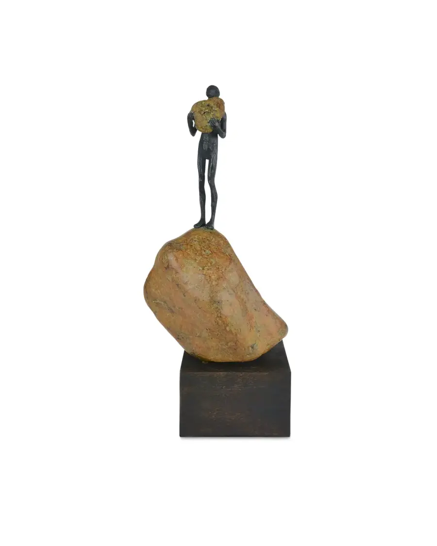 Man on Rock Bronze Sculpture