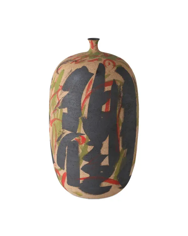The Zeal Vase brings gallery-worthy artistry to any space with its textured porcelain surface and expressive hand-painted pattern in black, yellow, green, and red. Each piece is one-of-a-kind with unique brushwork and color placement.