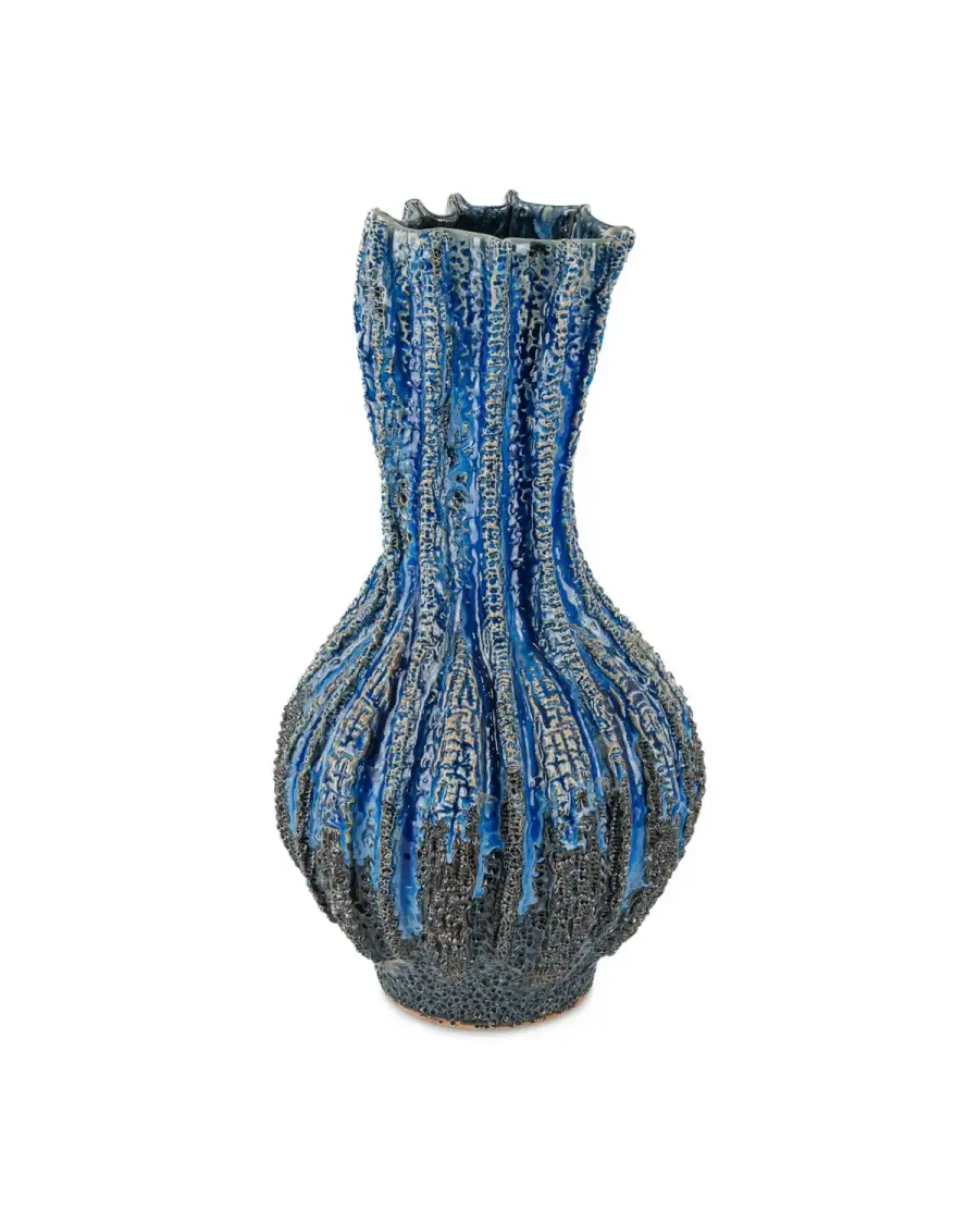 Folios Vase in Reactive Dark Blue