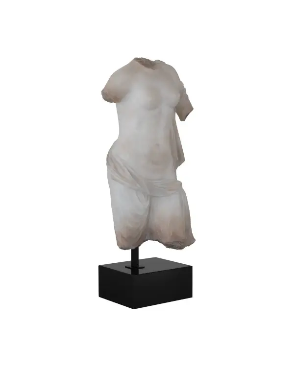 This commanding torso sculpture delivers the gravitas of ancient art with modern practicality. The composite construction mimics carved marble beautifully while remaining lightweight and repositionable. A sophisticated focal point for collectors and design enthusiasts.