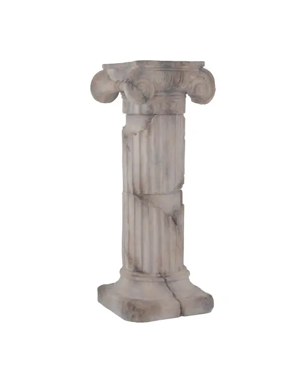 This commanding pillar delivers museum-quality gravitas with the practical advantage of lightweight composite construction. The overscale design mimics carved marble while remaining easy to reposition, making it ideal for collectors seeking statement pieces.