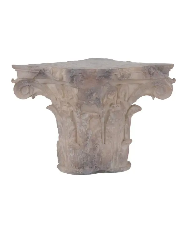 This commanding composite capital delivers the gravitas of carved marble at a fraction of the weight. The overscale proportions and antique reddish brown finish create instant architectural drama, perfect for collectors seeking statement pieces with historical presence.