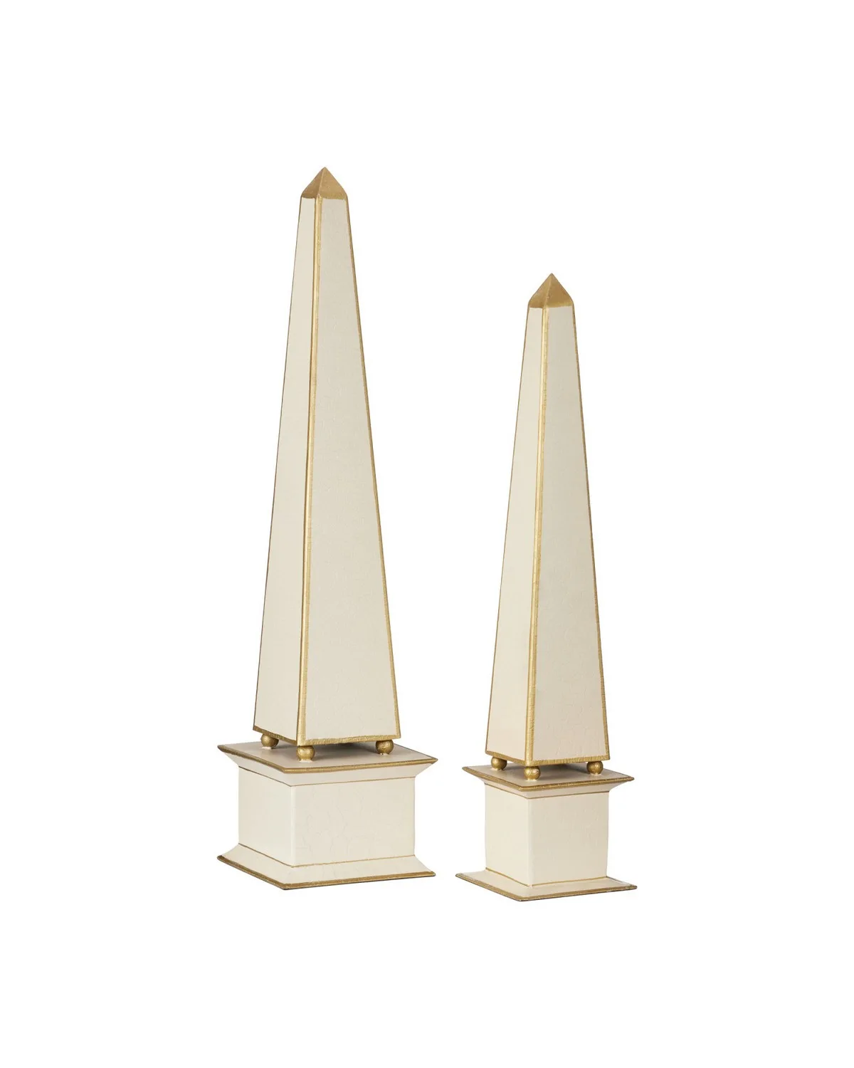 Daphne Obelisk Set of 2 in Ivory & Gold