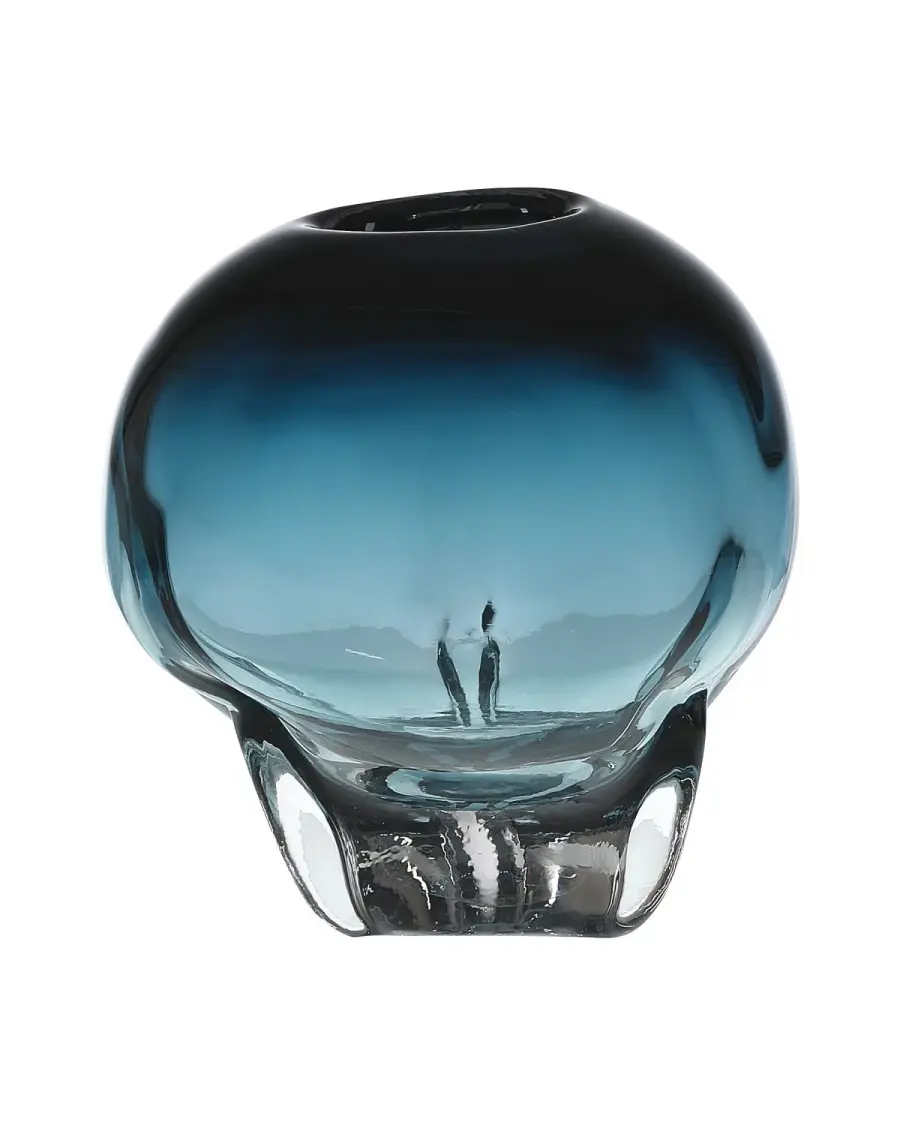 Aubrey Blue Art Glass Orb Vase