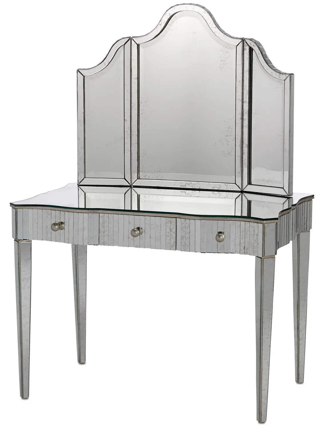 Gilda Collection Mirror in Granello Silver Leaf/Antique Mirror