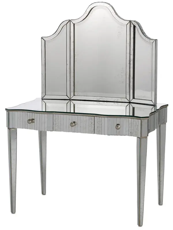 In Granello Silver Leaf/Antique Mirror by Currey and Company from the Gilda Collection collection