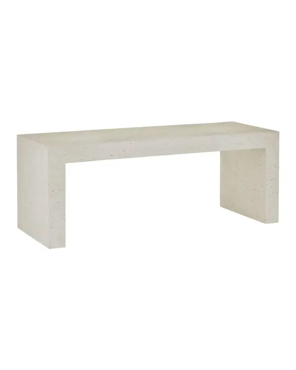 The Carson Bench combines contemporary design with exceptional durability. Its ivory terrazzo finish features amber glass fibers and metallic flecks that add subtle sophistication to any space, indoors or out.