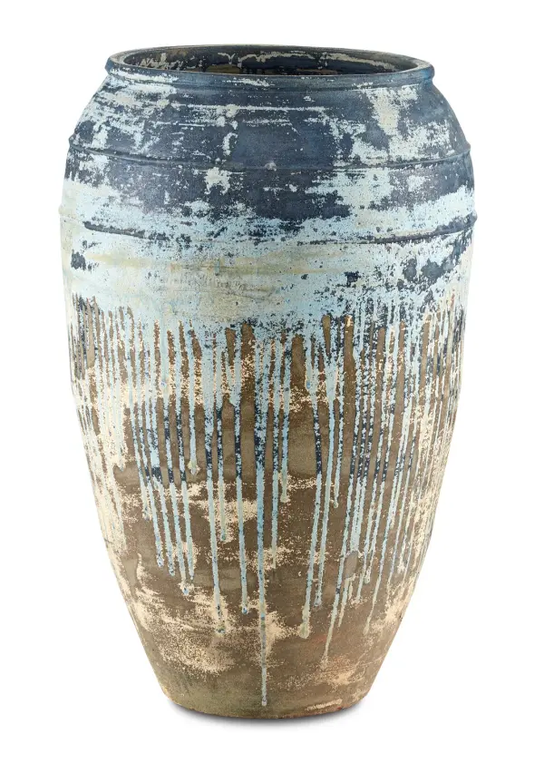 Catania Large Antique Blue Drip Planter