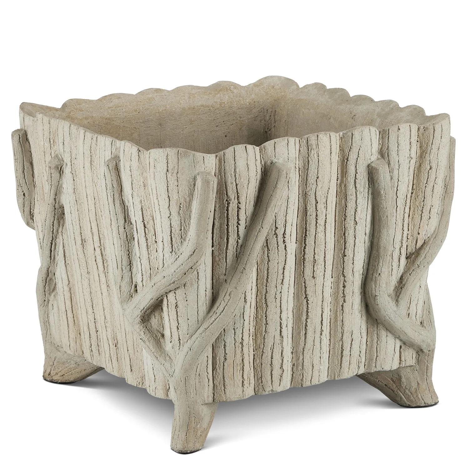 Faux Bois Square Planter in Portland Finish
