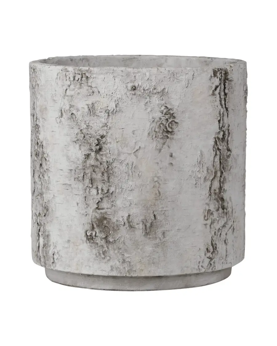 Faux Birch Medium Planter in Black/Beige/Pale Gray