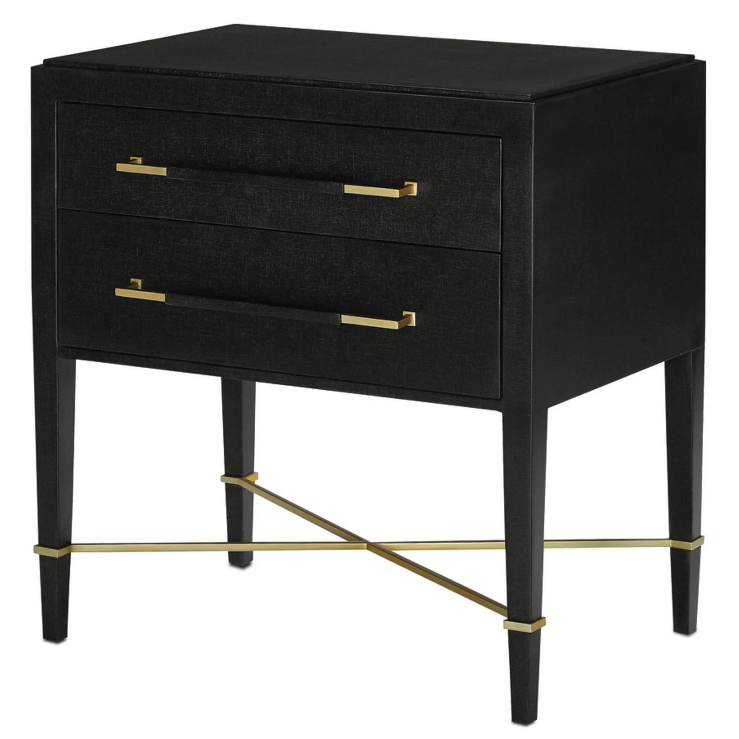 Verona Nightstand in Black Lacquered Linen