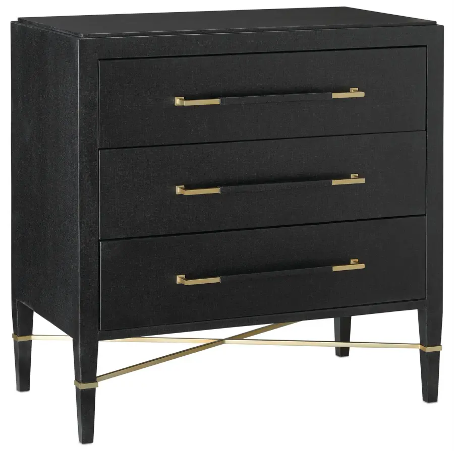 Verona Black Chest with Champagne Metal Detailing