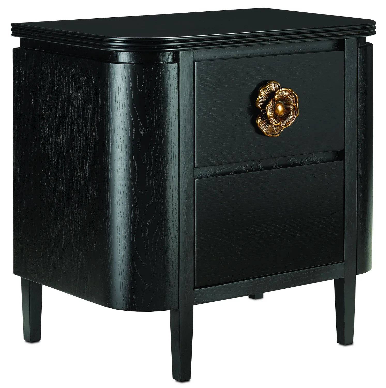 Briallen Nightstand in Caviar Black with Antique Brass