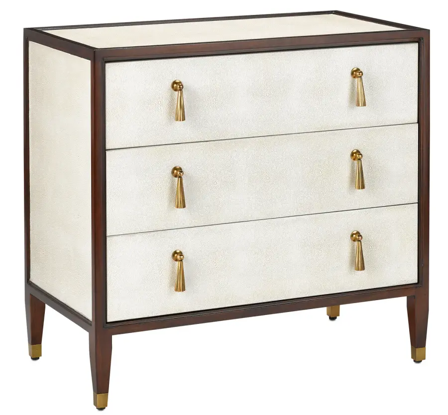Evie Shagreen Chest in Ivory and Dark Walnut