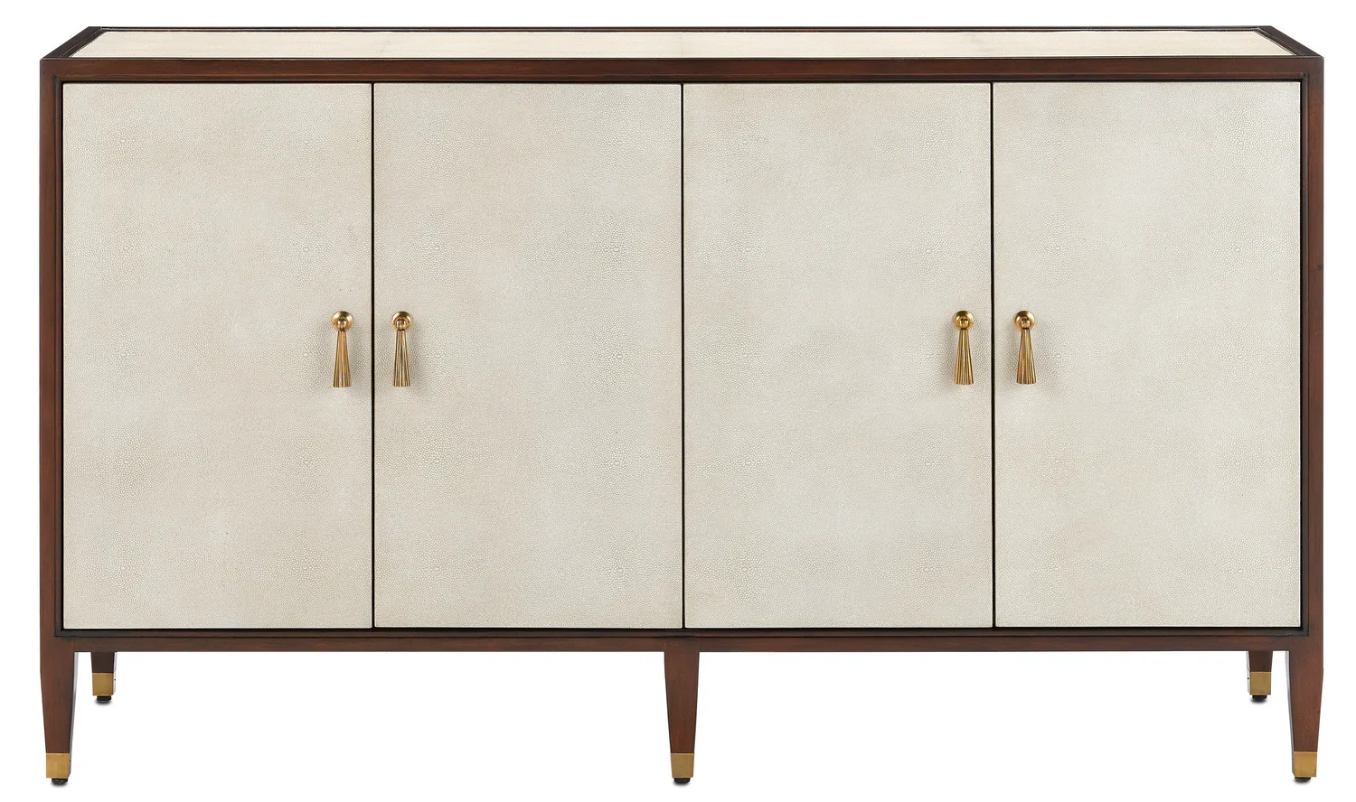 Evie Shagreen Credenza in Ivory/Dark Walnut/Brass