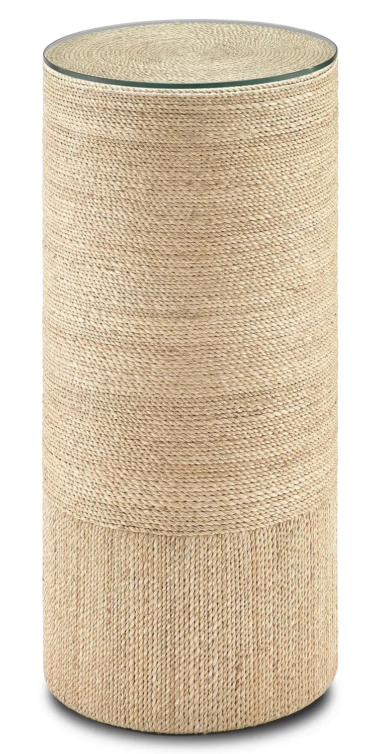Macati Natural Rope Accent Table with Glass Top