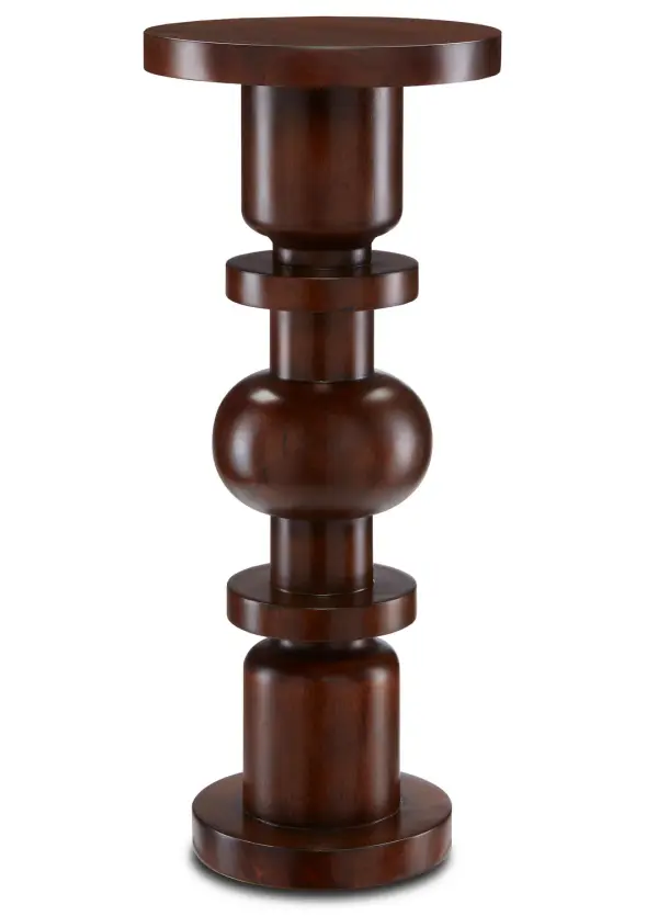 The Sasha Drinks Table brings architectural intrigue to any space with its geometric mahogany form in rich dark walnut. Its compact 10-inch square footprint makes it perfect for tight spaces while the 24-inch height positions it ideally beside seating.
