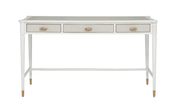 Aster Desk in Off-White/Fog/Brass
