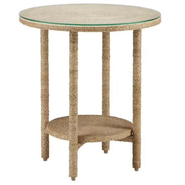 The Limay brings artisanal craftsmanship to any space with its meticulously hand-wrapped abaca rope over a wrought iron and wood frame. The natural texture and clear glass top create a sophisticated coastal aesthetic that works indoors or on covered outdoor spaces.