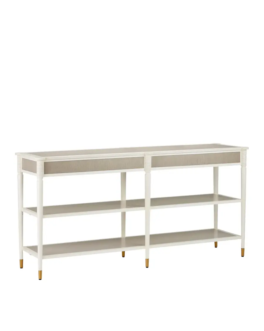 Aster Console Table in Off-White/Fog/Brass