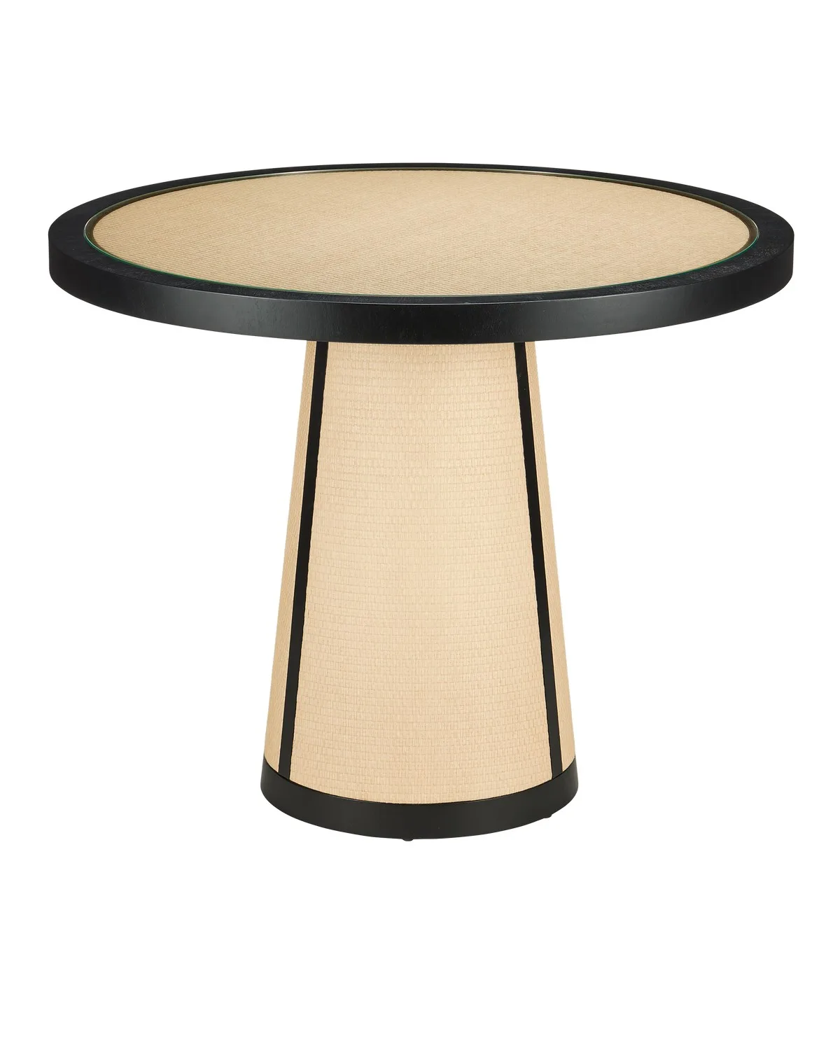 Deanna Raffia Entry Table in Ivory/Black/Clear