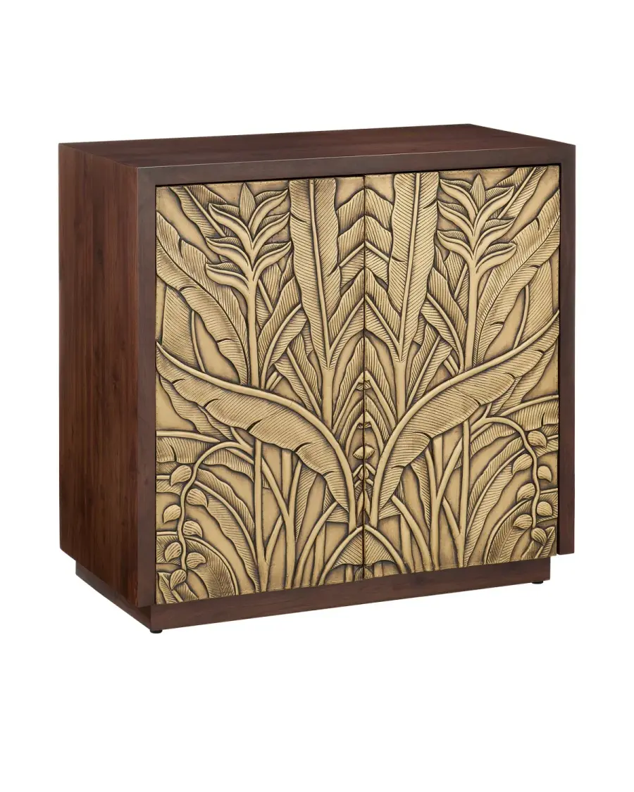 Jardin Cabinet in Walnut/Antique Brass