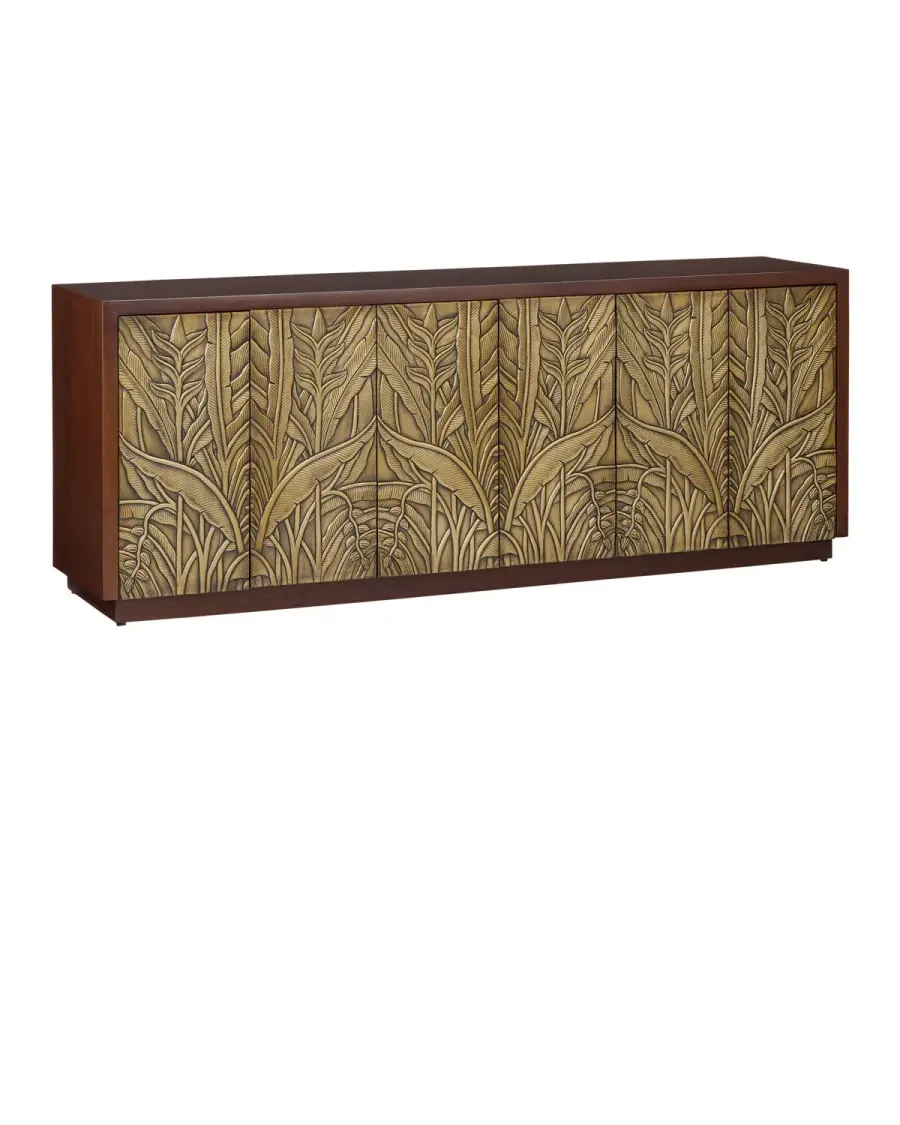 Jardin Credenza in Walnut and Antique Brass