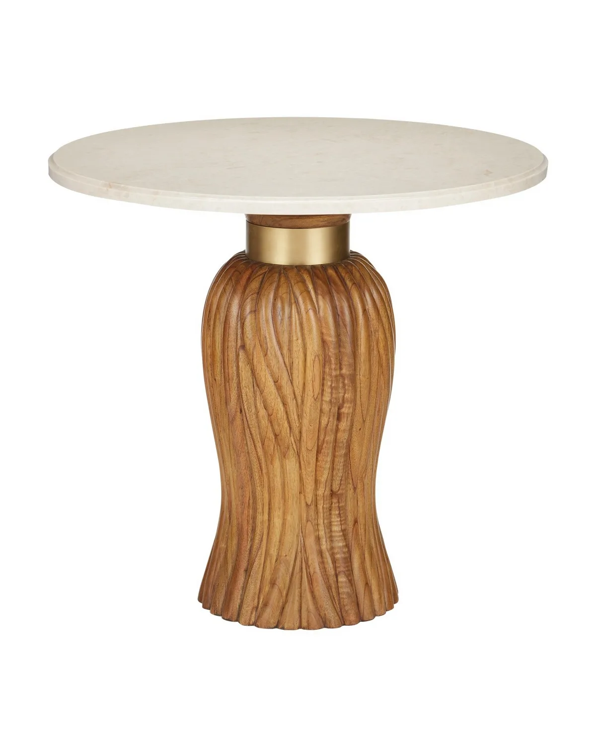 Tassel Entry Table in Morel Brown with Cream Marble Top