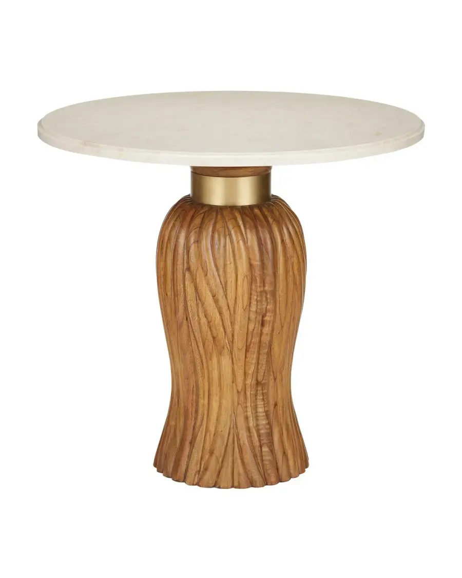 Tassel Entry Table in Morel Brown with Cream Marble Top