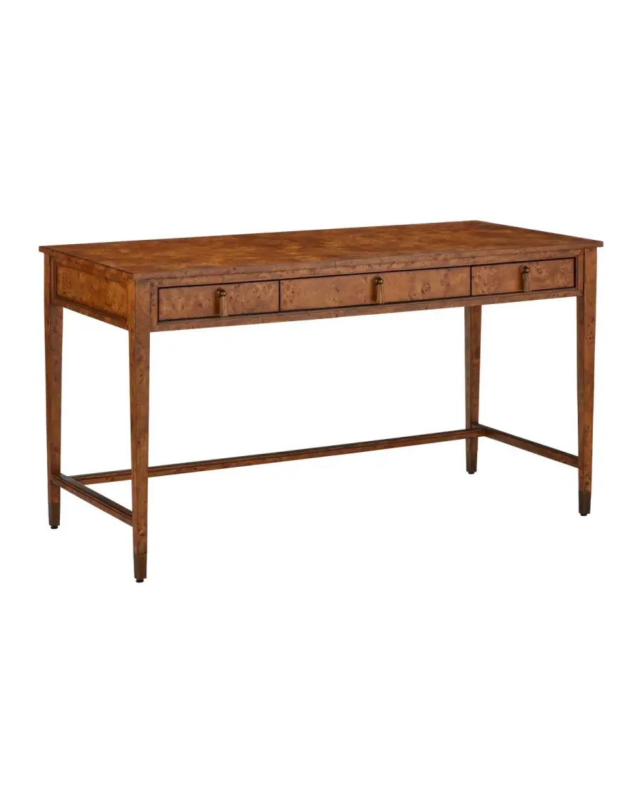 Evie Writing Desk in Mappa Burl / Brass