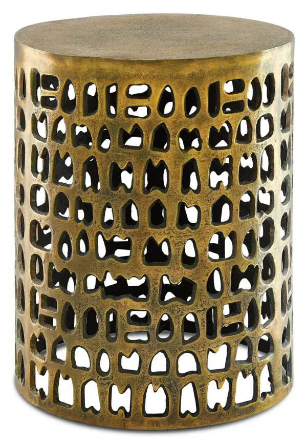 In Antique Gold by Currey and Company from the Alvar Gold Accent Table collection