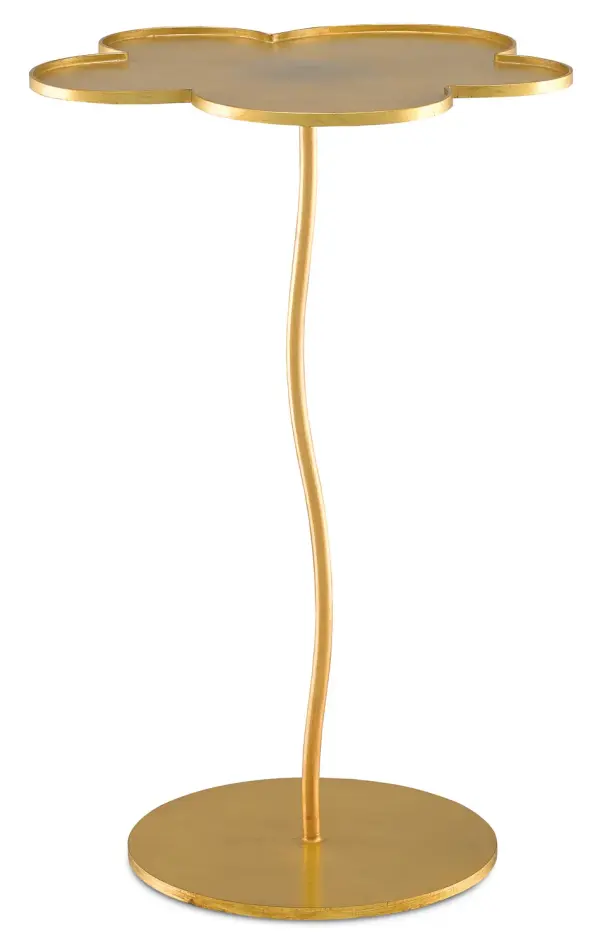 The Fleur accent table combines artistic whimsy with sophisticated style through its lustrous gold leaf finish and sculptural iron construction. At 24 inches tall, it's perfectly sized for beside seating or as a decorative accent piece.