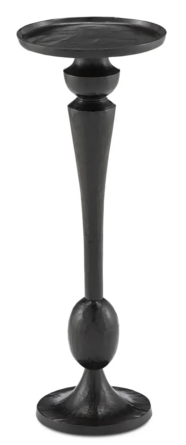 The Talia Drinks Table brings sculptural elegance to compact spaces with its candlestick-inspired silhouette. Cast aluminum construction in matte bronze finish offers durability with refined style, perfect for beside sofas or accent chairs.