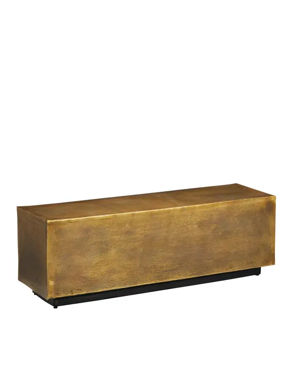 The Jahnu Bench combines contemporary minimalism with artisanal texture. Its cast aluminum construction features swirling tonal variations and stippling that add depth and character to clean modern lines.